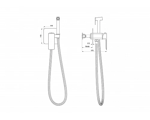 Купить Смеситель с гигиеническим душем встраиваемый WONZON & WOGHAND, Темный графит (WW-88829003-BGM) в магазине сантехники Santeh-Crystal.ru