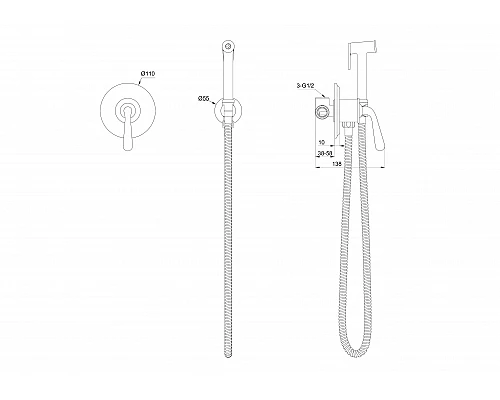 Приобрести Смеситель с гигиеническим душем встраиваемый WONZON & WOGHAND, Темный графит (WW-88849008-BGM) в магазине сантехники Santeh-Crystal.ru