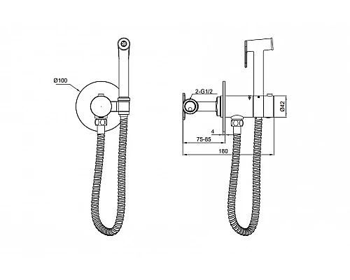 Гигиенический душ с термостатом AltroBagno BM 060404 GrMt