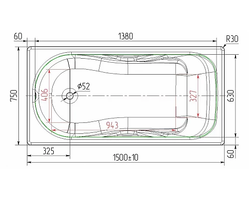 Ванна чугунная Универсал Сибирячка 150x75 с ручками