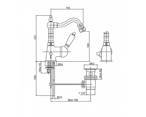 Смеситель для биде CEZARES ELITE-BSM2-01-M