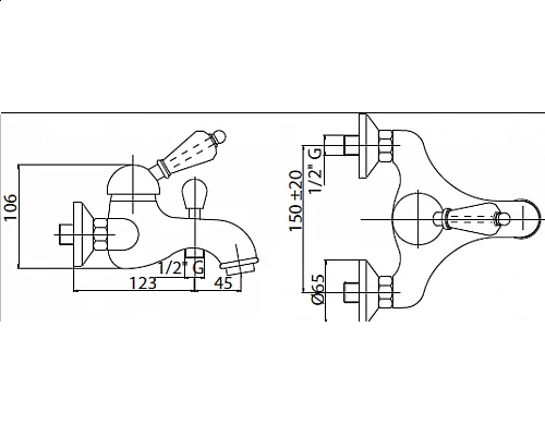 Смеситель для ванный и душа CEZARES ELITE-VM-03/24-Nc
