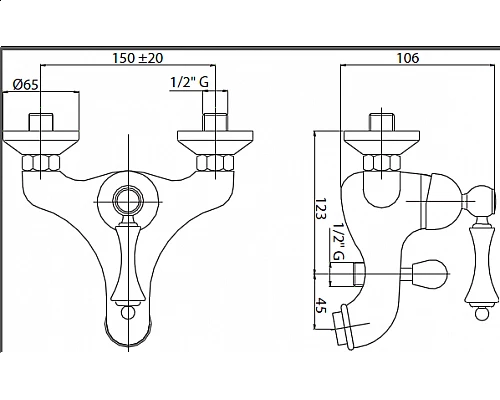 Смеситель для ванны и душа CEZARES MARGOT-VM-BIO