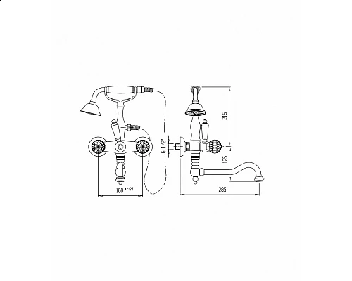 Смеситель на борт ванны с поворотным изливом и ручным душем CEZARES ATLANTIS-PBV2-01-Sw/M