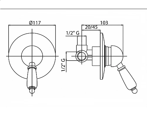 Встраиваемый смеситель CEZARES ELITE-DIM-02-Nc