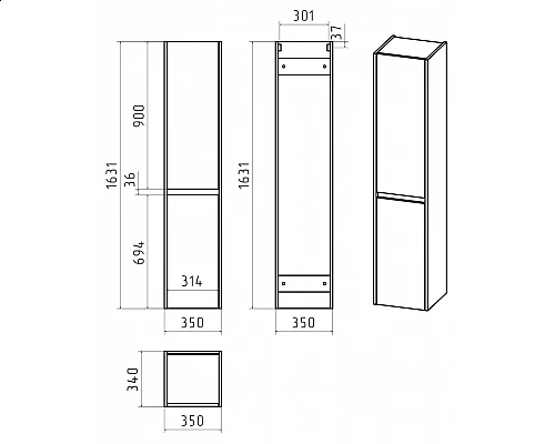 Заказать BALATON - 35 Пенал левый подвесной, комбинированный в магазине сантехники Santeh-Crystal.ru