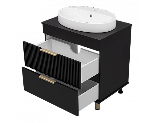 Заказать ENFIDA - 70 Тумба напольная 2 ящ. черная мат. эмаль (Энфида) в магазине сантехники Santeh-Crystal.ru