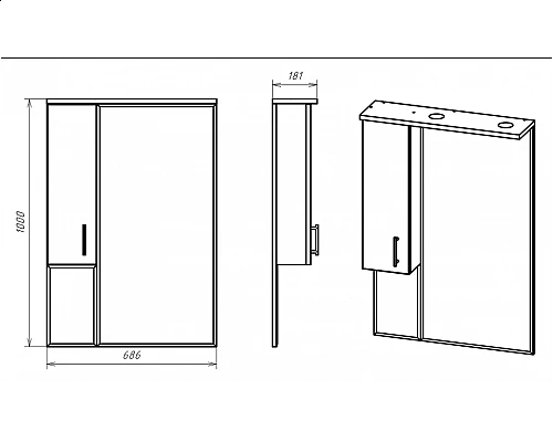 Приобрести Амбра - 70 зеркало-шкаф лев. (свет) в магазине сантехники Santeh-Crystal.ru
