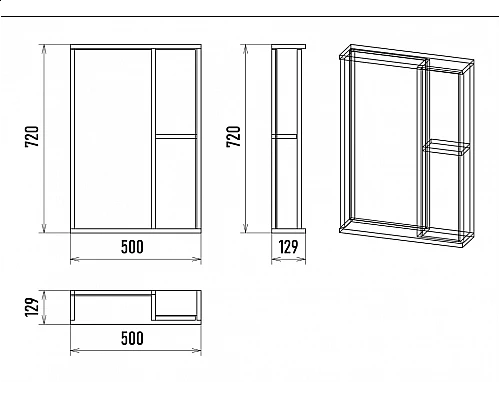 Приобрести Кедр - 50 Зеркало с 1 шк. правый в магазине сантехники Santeh-Crystal.ru