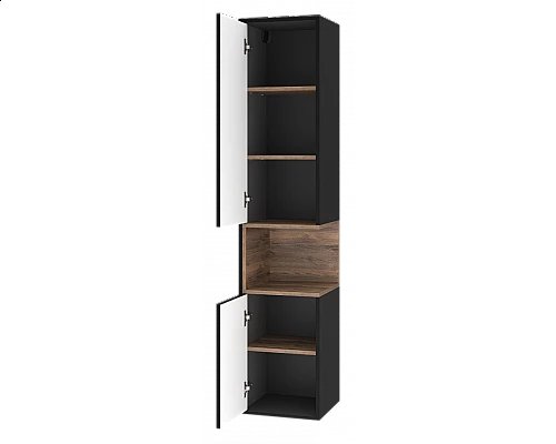 Купить BERGEN - 35 Пенал подвесной левый (ДСП (Дуб Гал/черн мат.эмаль) в магазине сантехники Santeh-Crystal.ru