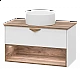 Купить BERGEN - 90 Тумба подвесная 1 ящ. (ДСП (Дуб Гал/БЕЛ мат.эмаль) / раковина в магазине сантехники Santeh-Crystal.ru