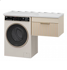 ENFIDA - 60 Тумба подвесная 1 ящ. под стир. машину, бежевая мат. эмаль (Энфида) / раковина правая