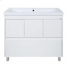 Алиса-100 тумба 1 ящ. напольная белая эмаль / раковина