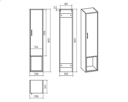 Заказать Фетта - 35 Пенал с нишей правый подвесной в магазине сантехники Santeh-Crystal.ru