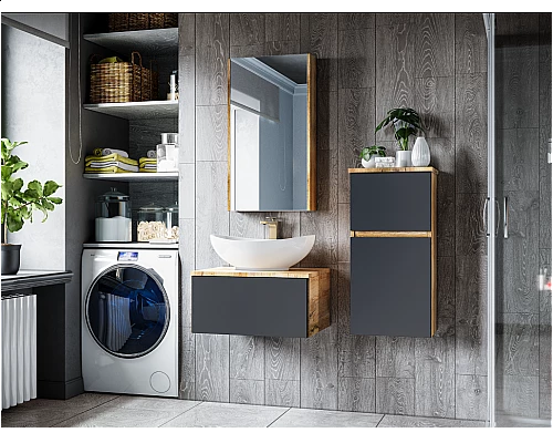 Купить Ива - 40 Полупенал подвесной комбин. Графит пленка О в магазине сантехники Santeh-Crystal.ru