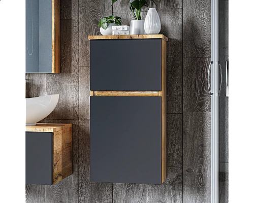 Купить Ива - 40 Полупенал подвесной комбин. Графит пленка О в магазине сантехники Santeh-Crystal.ru