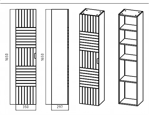 Купить GLOSTER - 35 Пенал напольный левый, графит в магазине сантехники Santeh-Crystal.ru