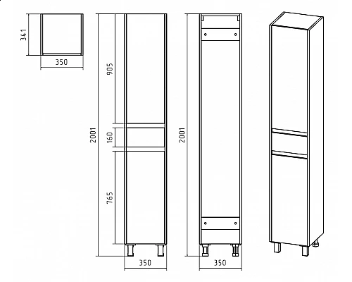 Заказать Алиса - 35 Пенал с 1 ящ. напольный белый левый в магазине сантехники Santeh-Crystal.ru