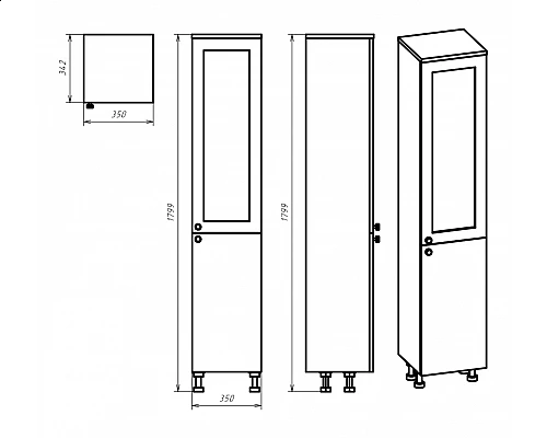 Приобрести Латте - 35 Пенал правый белая эмаль в магазине сантехники Santeh-Crystal.ru