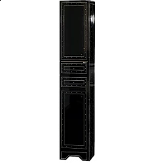 Bella - 35  Пенал с 2 ящ / Б/К лев. черный с кристаллами