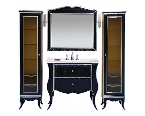 Купить Анжелика - Пенал 40 лев. черный с серебром в магазине сантехники Santeh-Crystal.ru