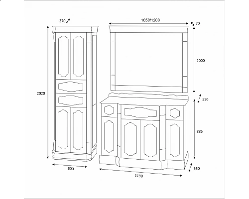 Купить Астория Gold  - Пенал 60 бежевый матовый в магазине сантехники Santeh-Crystal.ru