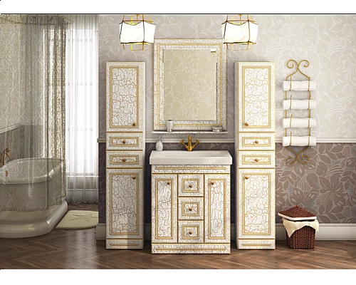 Приобрести Fresko Пенал -35 лев. с 2ящ. Краколет белый патина в магазине сантехники Santeh-Crystal.ru