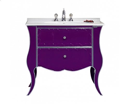 Приобрести Анжелика -100 Тумба сиреневая сусальное серебро с 2 ящ./столешница в магазине сантехники Santeh-Crystal.ru