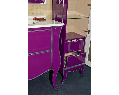 Приобрести Анжелика -100 Тумба сиреневая сусальное серебро с 2 ящ./столешница в магазине сантехники Santeh-Crystal.ru