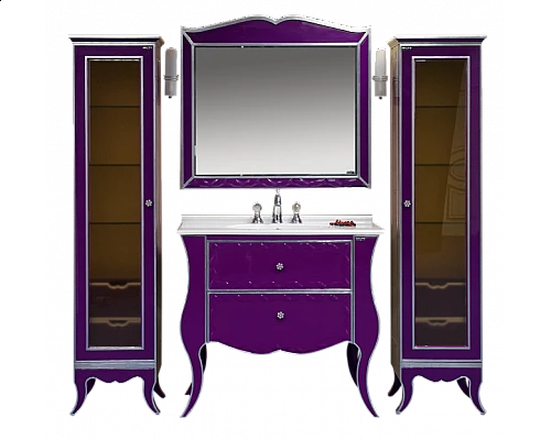 Приобрести Анжелика -100 Тумба сиреневая сусальное серебро с 2 ящ./столешница в магазине сантехники Santeh-Crystal.ru