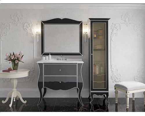 Приобрести Анжелика -100 Тумба черная с серебром с 2 ящ./столешница в магазине сантехники Santeh-Crystal.ru