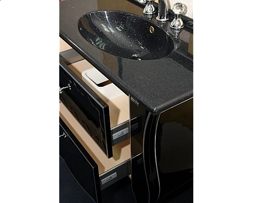 Приобрести Анжелика -100 Тумба черная с серебром с 2 ящ./столешница в магазине сантехники Santeh-Crystal.ru