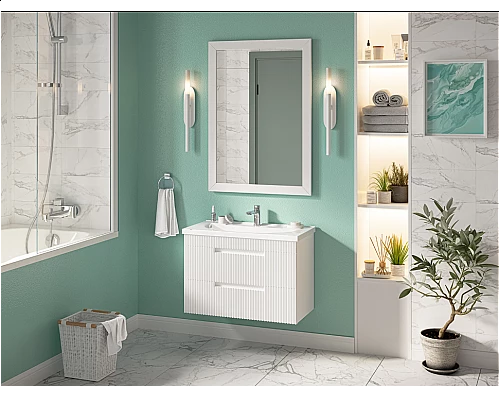 Купить ARIANA - 80 Тумба подвесная с 2 ящ. белая (эмаль) в магазине сантехники Santeh-Crystal.ru