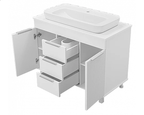 Приобрести ENFIDA -100 Тумба напольная 3 ящ. белая мат. эмаль (Энфида) в магазине сантехники Santeh-Crystal.ru
