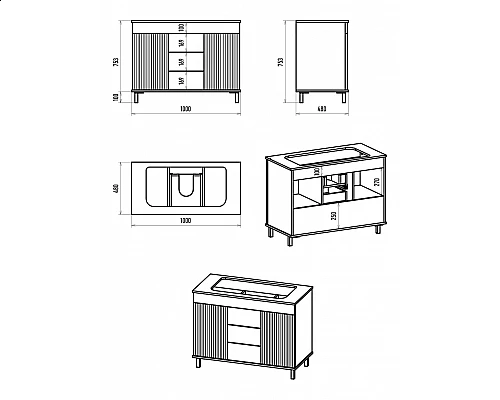 Приобрести ENFIDA -100 Тумба напольная 3 ящ. белая мат. эмаль (Энфида) в магазине сантехники Santeh-Crystal.ru