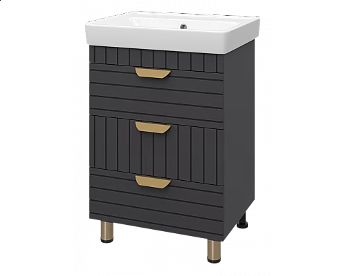 Купить GLOSTER - 60 Тумба с 3 ящ. напольная, графит в магазине сантехники Santeh-Crystal.ru