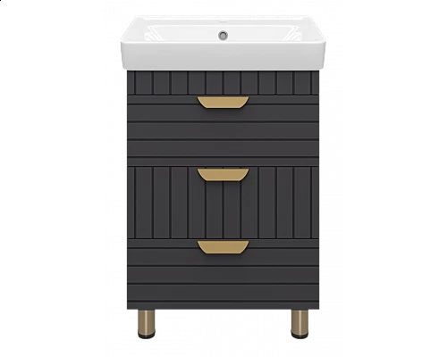 Купить GLOSTER - 60 Тумба с 3 ящ. напольная, графит в магазине сантехники Santeh-Crystal.ru