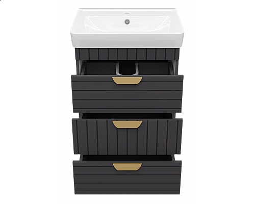 Купить GLOSTER - 60 Тумба с 3 ящ. напольная, графит в магазине сантехники Santeh-Crystal.ru