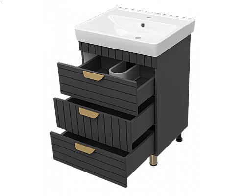 Купить GLOSTER - 60 Тумба с 3 ящ. напольная, графит в магазине сантехники Santeh-Crystal.ru