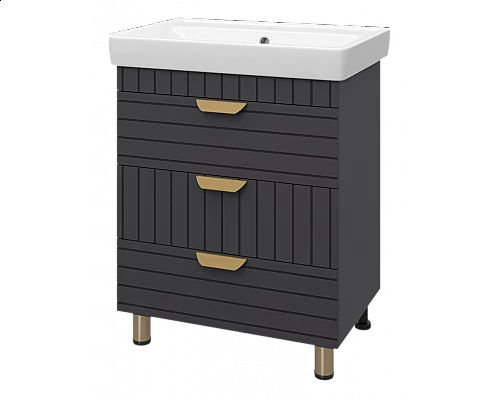 Заказать GLOSTER - 70 Тумба с 3 ящ. напольная, графит в магазине сантехники Santeh-Crystal.ru