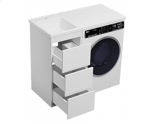 Приобрести GRAFIT - 40 Тумба напольная 3 ящ. БЕЛАЯ под стиральную машину ПВХ в магазине сантехники Santeh-Crystal.ru