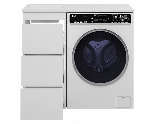 Приобрести GRAFIT - 40 Тумба напольная 3 ящ. БЕЛАЯ под стиральную машину ПВХ в магазине сантехники Santeh-Crystal.ru