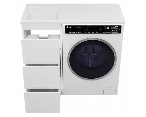 Приобрести GRAFIT - 40 Тумба напольная 3 ящ. БЕЛАЯ под стиральную машину ПВХ в магазине сантехники Santeh-Crystal.ru