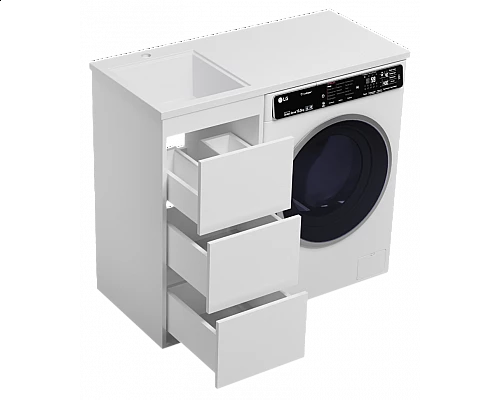 Приобрести GRAFIT - 40 Тумба напольная 3 ящ. БЕЛАЯ под стиральную машину ПВХ в магазине сантехники Santeh-Crystal.ru