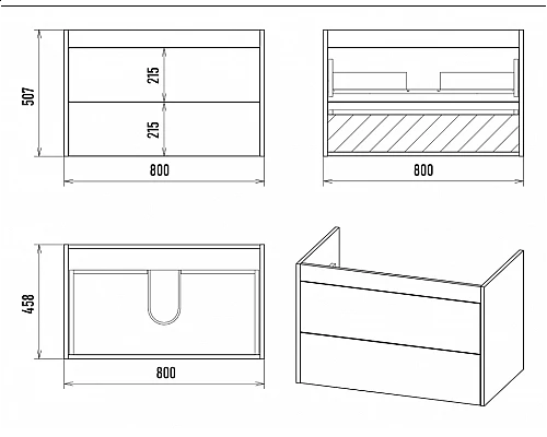Купить MONSOUR - 80 Тумба подвесная с 2 ящ. в магазине сантехники Santeh-Crystal.ru