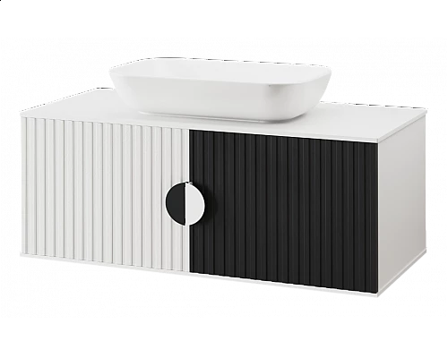 Заказать RICHARD -105 Тумба подвесная 2 дв. белый/черный в магазине сантехники Santeh-Crystal.ru