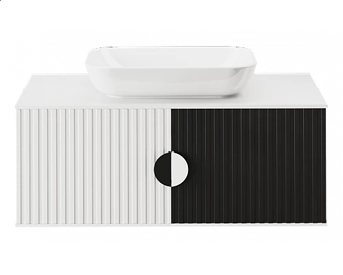Заказать RICHARD -105 Тумба подвесная 2 дв. белый/черный в магазине сантехники Santeh-Crystal.ru