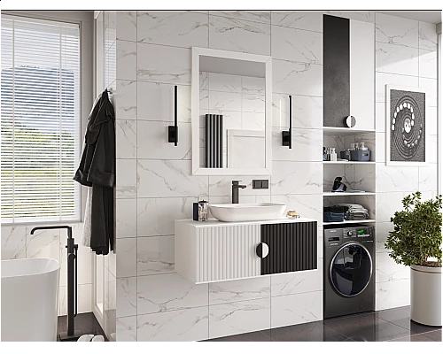 Заказать RICHARD -105 Тумба подвесная 2 дв. белый/черный в магазине сантехники Santeh-Crystal.ru