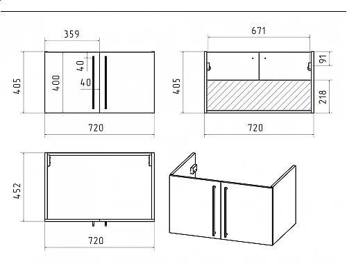Приобрести ROCK - 75 Тумба прямая подвесная темно-серый (Чикаго) ЛДСП в магазине сантехники Santeh-Crystal.ru