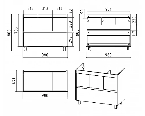 Купить Алиса -100 тумба 1 ящ. напольная белая эмаль в магазине сантехники Santeh-Crystal.ru